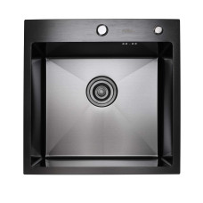 Кухонна мийка Platinum Handmade PVD чорна 500х500х220 (3,0/1,5 мм корзина та дозатор в комплекті)