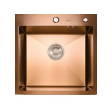 Кухонна мийка Platinum Handmade PVD мідь 500x500x220 (3,0/1,5 мм корзина та дозатор в комплекті)