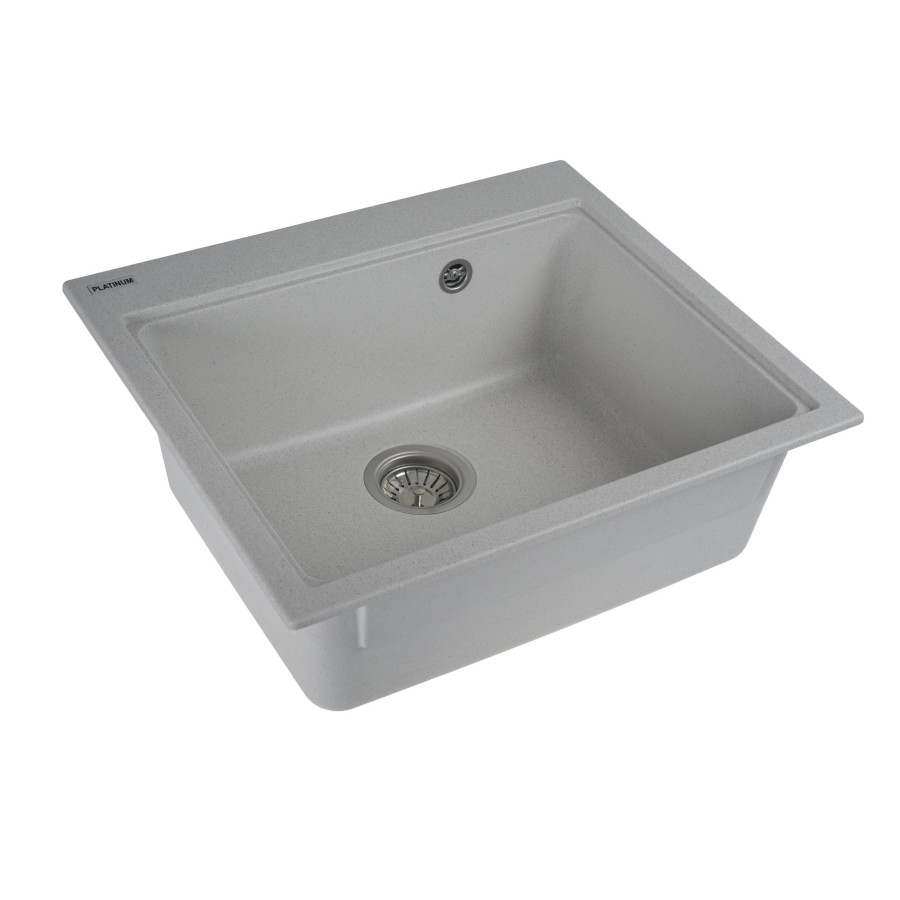 Гранітна мийка для кухні Platinum 5852 VESTA матова Біла в крапку