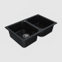 Гранітна мийка для кухні Platinum 7648W TWIN глянець Чорна GOLD