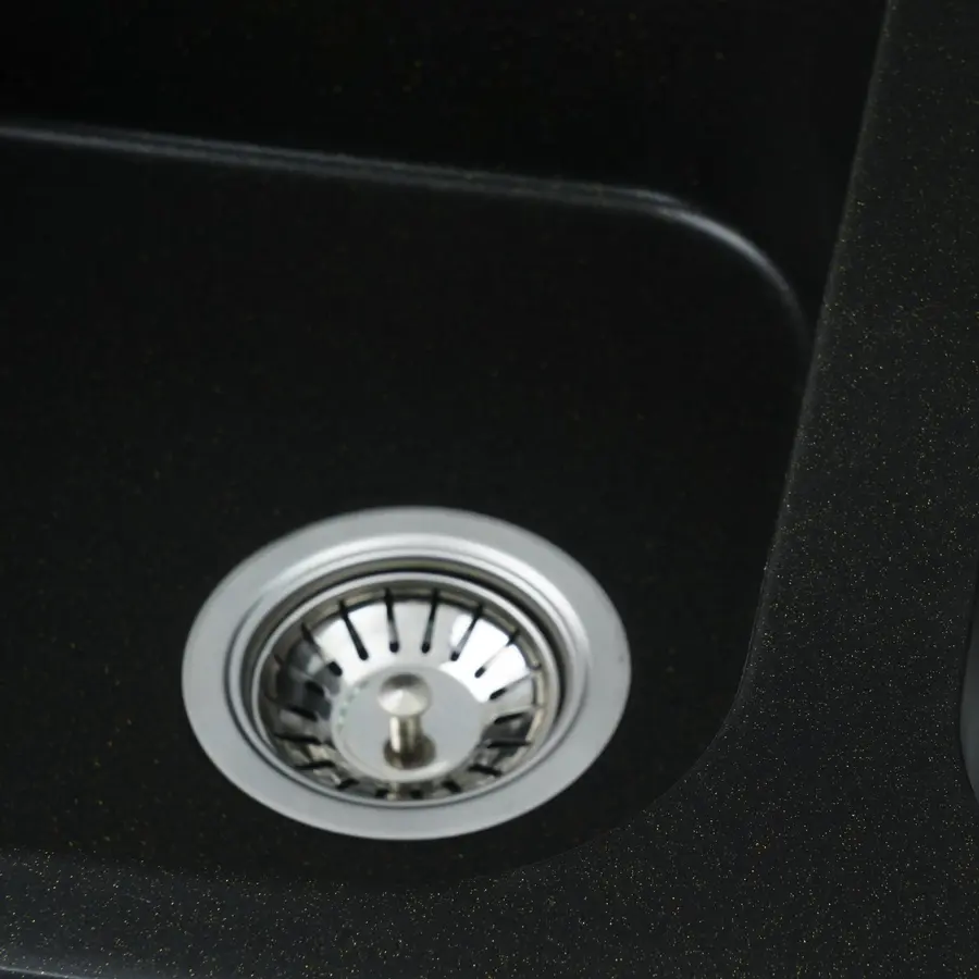 Гранітна мийка для кухні Platinum 7648W TWIN глянець Чорна GOLD