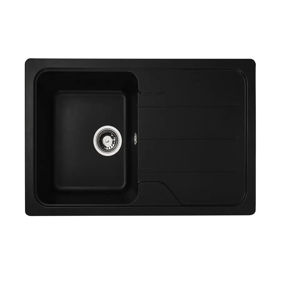 Гранітна мийка для кухні Platinum 7850 CAMELIA глянец Чорна