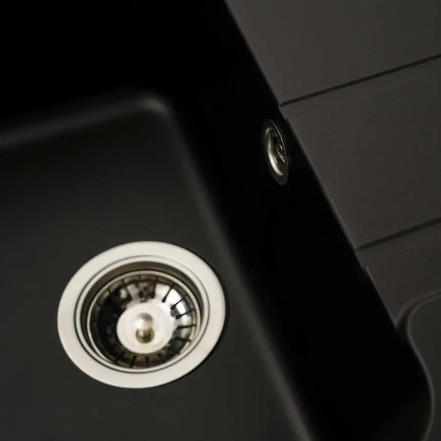 Гранітна мийка для кухні Platinum 7850 CAMELIA глянец Чорна