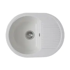 Гранітна мийка для кухні Platinum 6247 BORA глянець Білосніжна