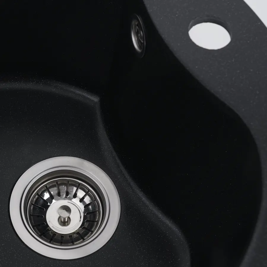 Гранитная мойка для кухни Platinum 480 TURAS матовая Черный металлик