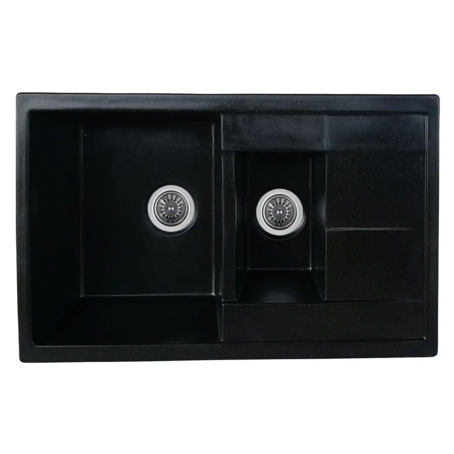 Гранітна мийка для кухні Platinum 7850W KESSAN глянець Чорний металік