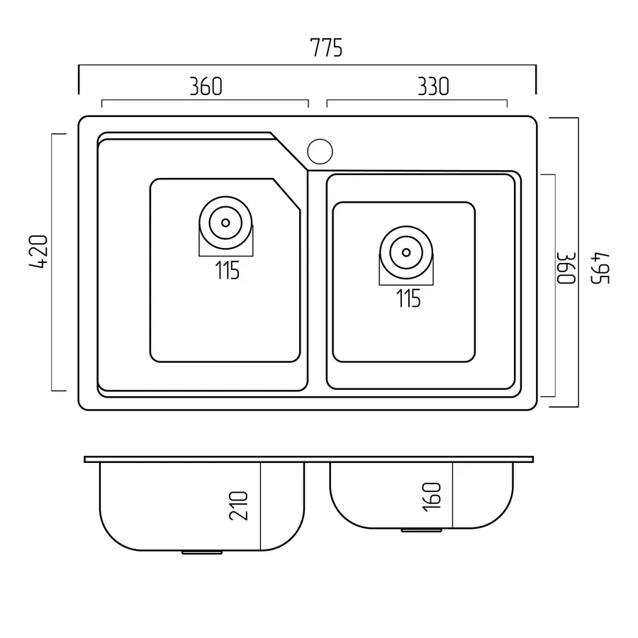 Гранітна мийка для кухні Platinum 7850 HARMONY матова Пісок