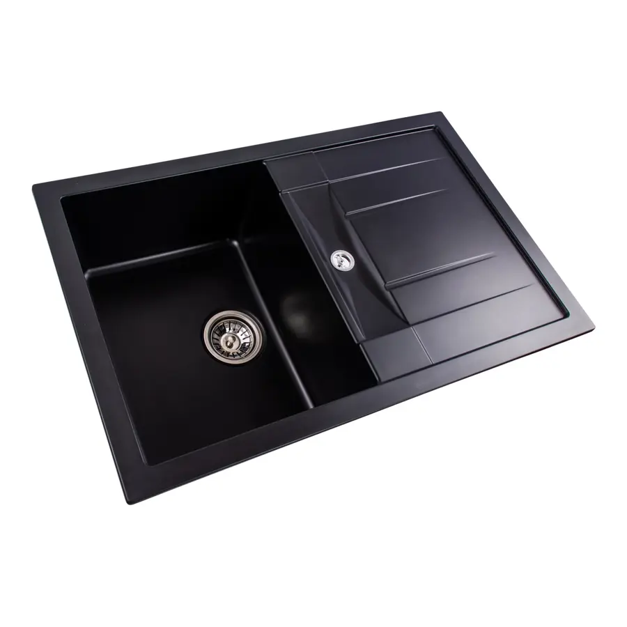 Гранітна мийка для кухні Platinum 7850 TROYA матова Чорна