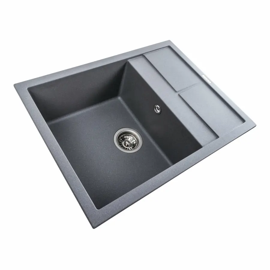 Гранітна мийка для кухні Platinum 6550 LOTOS матовий Сірий Мусон