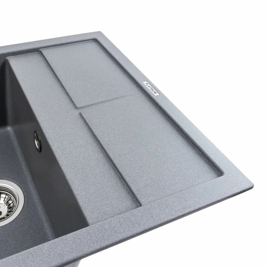 Гранітна мийка для кухні Platinum 6550 LOTOS матовий Сірий Мусон