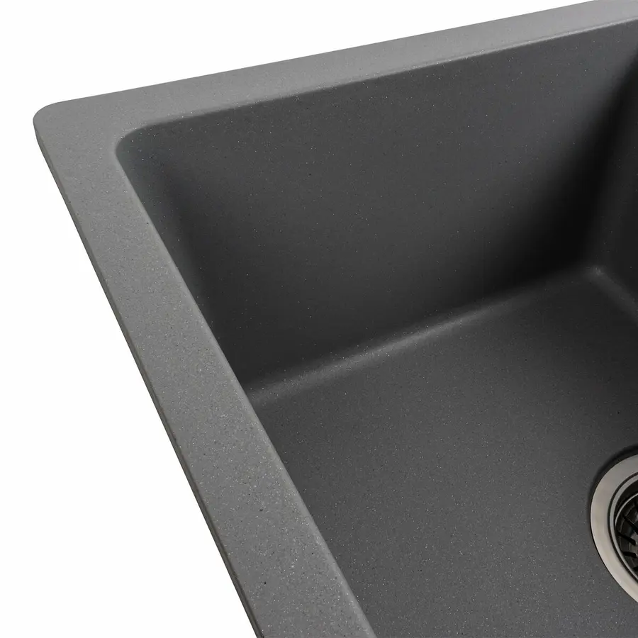 Гранітна мийка для кухні Platinum 6250 ZIRKONE матовий Сірий металік