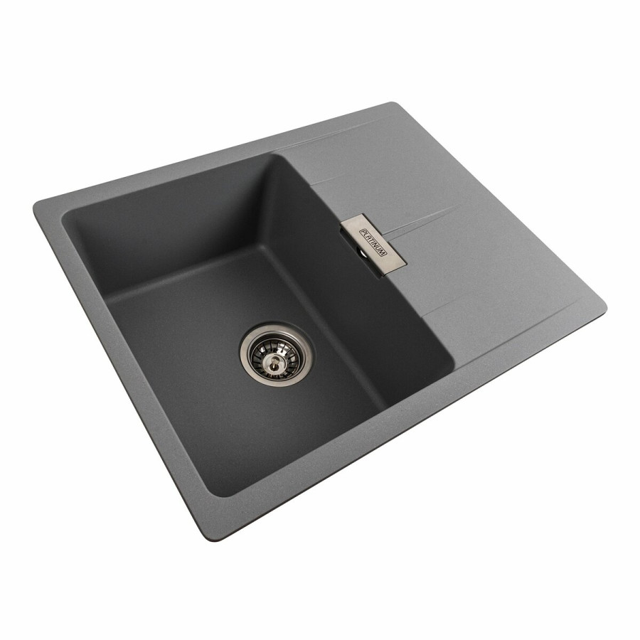 Гранітна мийка для кухні Platinum 6250 ZIRKONE матовий Сірий металік