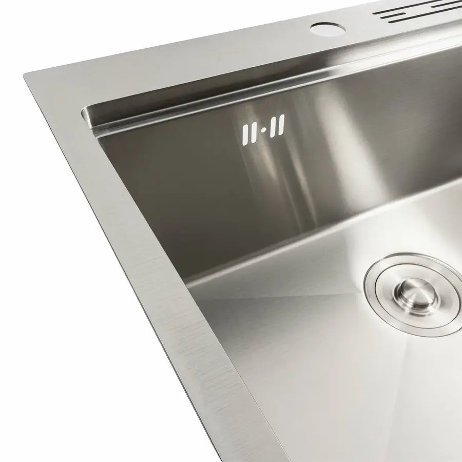 Кухонная мойка нержавейка 60х50 Platinum Handmade с подставкой для ножей (сифон круглый, 3,0/0,8)