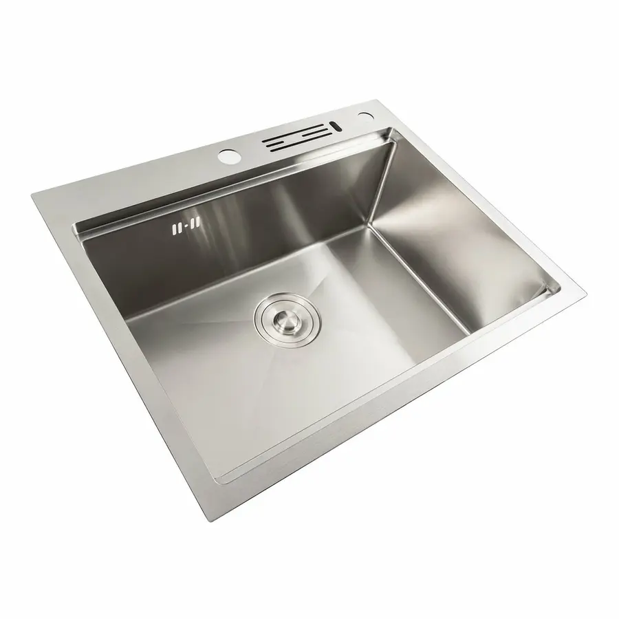 Кухонная мойка нержавейка 60х50 Platinum Handmade с подставкой для ножей (сифон круглый, 3,0/0,8)