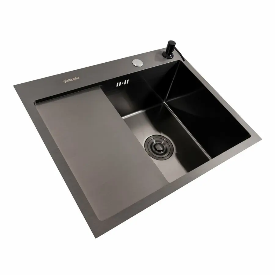 Кухонна мийка CM 58*48 R чорна PVD VALESO Handmade (круглий сифон 3,0/0,8)