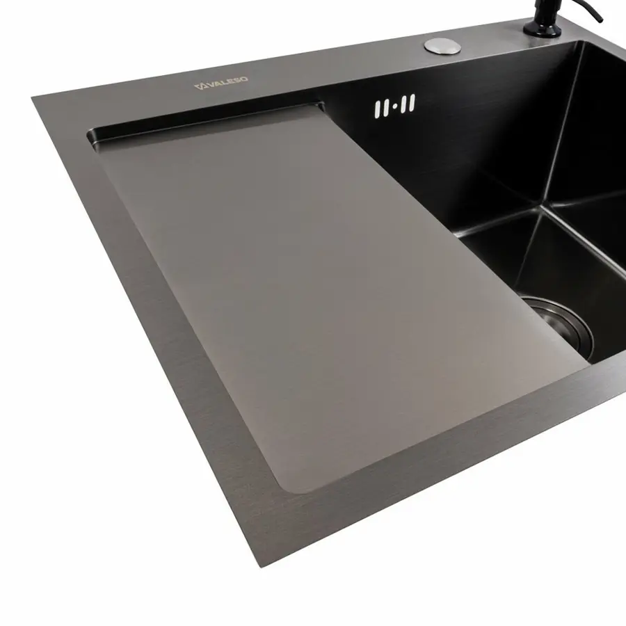 Кухонна мийка CM 58*48 R чорна PVD VALESO Handmade (круглий сифон 3,0/0,8)