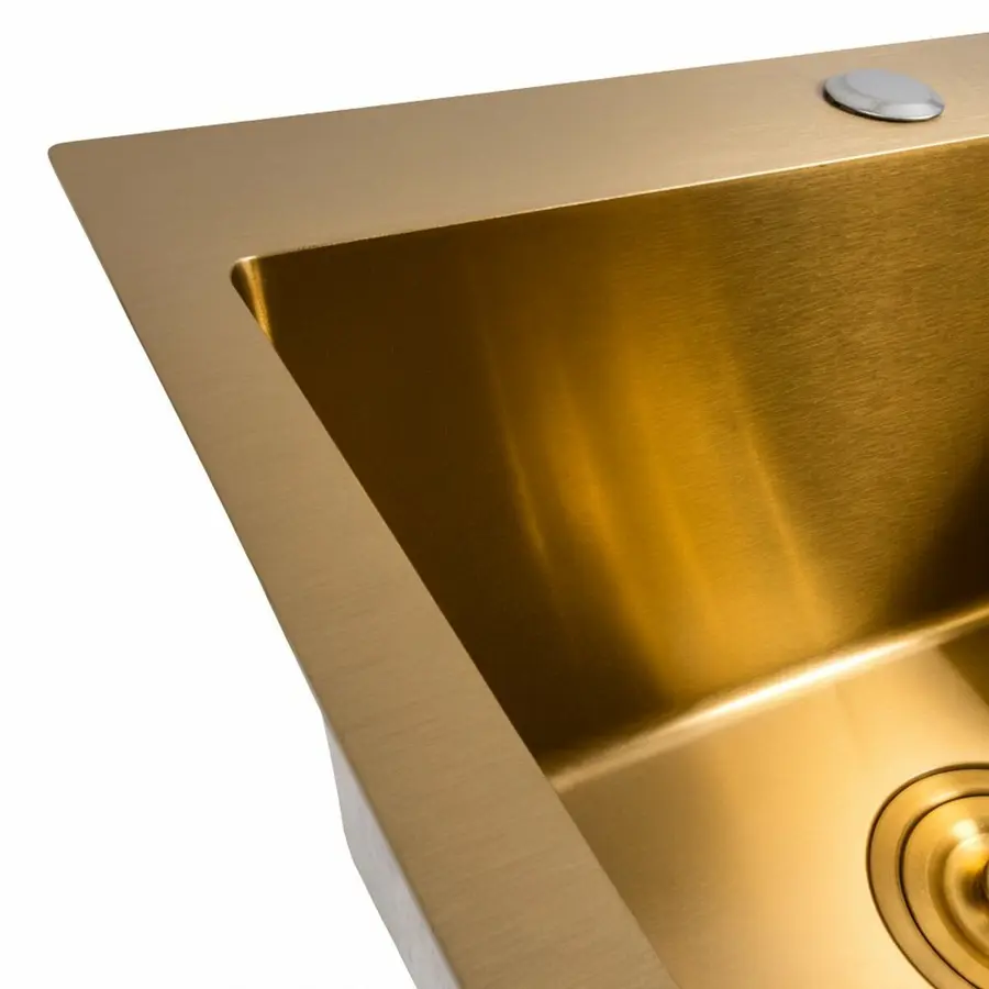 Кухонная мойка 50*50 PVD Gold Valeso Handmade (сифон круглый, 3,0/0,8)