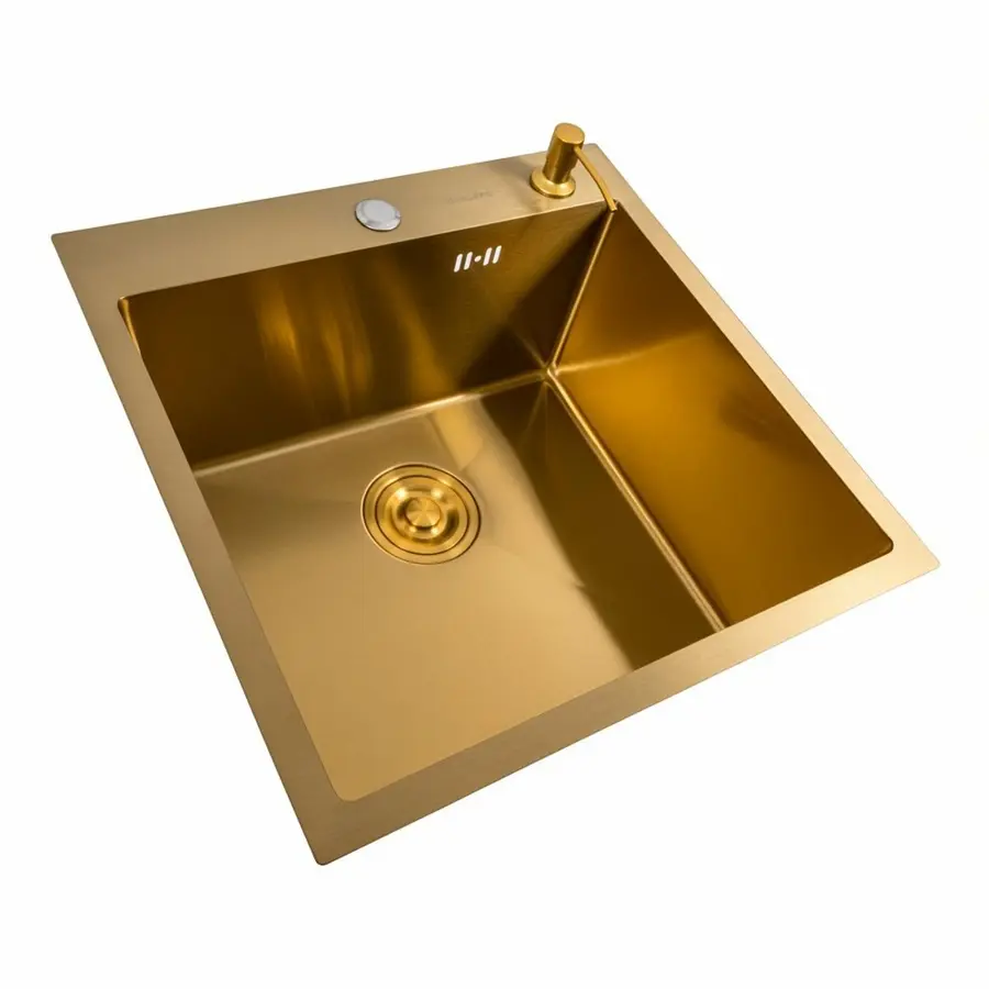 Кухонная мойка 50*50 PVD Gold Valeso Handmade (сифон круглый, 3,0/0,8)