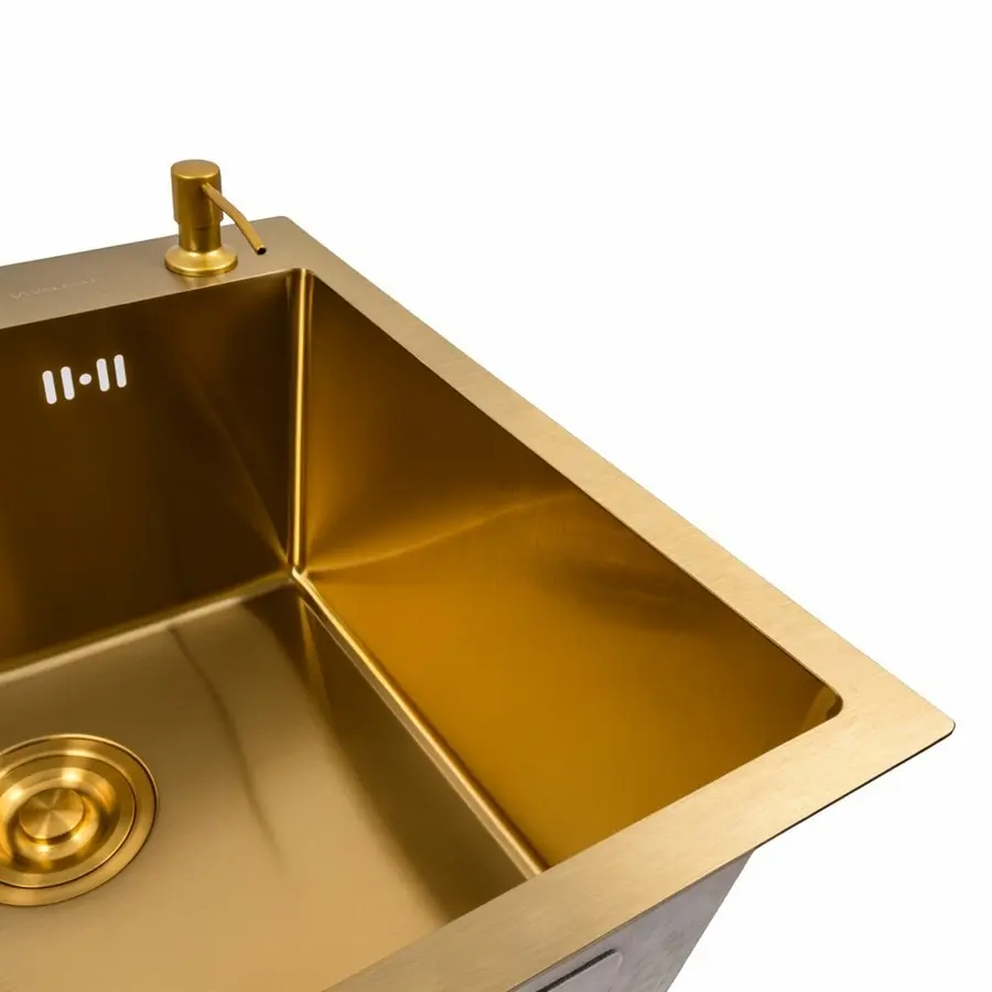 Кухонная мойка 50*50 PVD Gold Valeso Handmade (сифон круглый, 3,0/0,8)