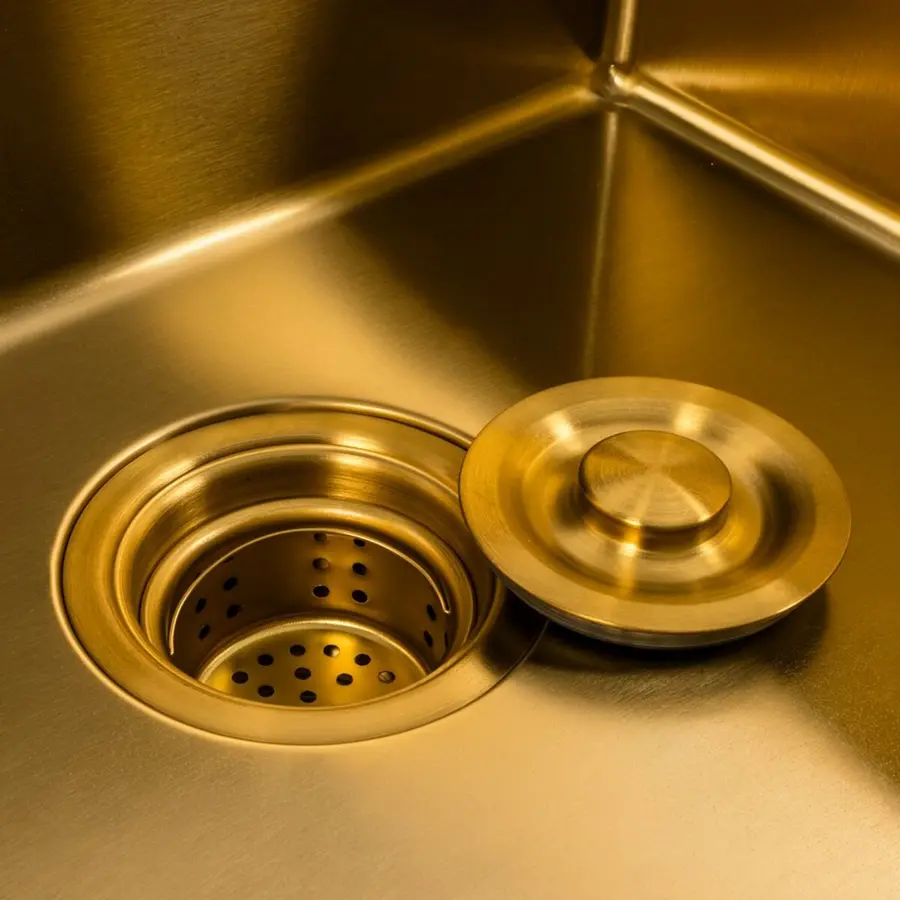 Кухонная мойка 50*50 PVD Gold Valeso Handmade (сифон круглый, 3,0/0,8)
