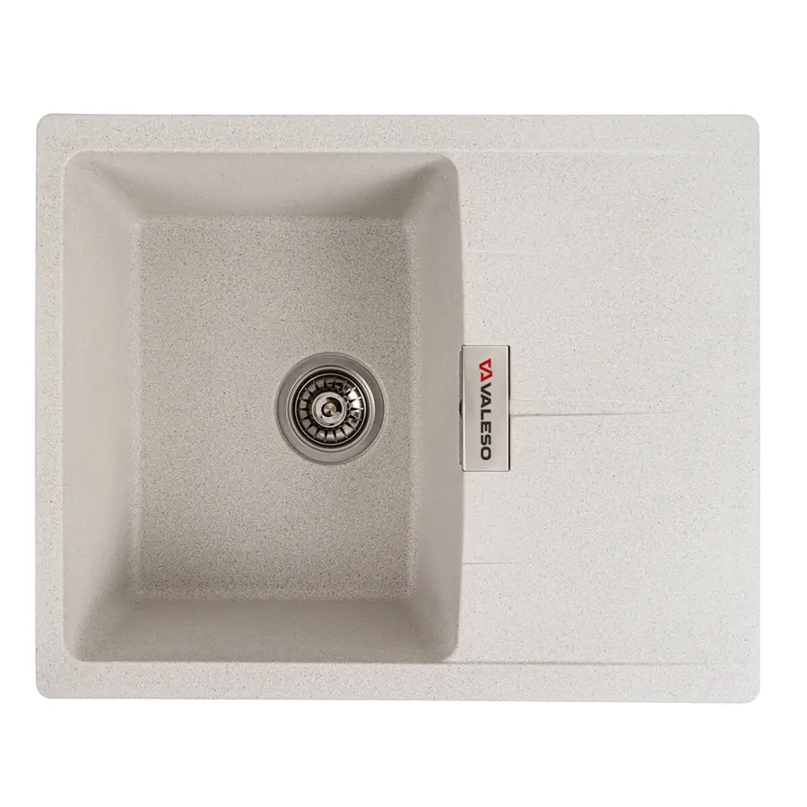 Гранитная мойка для кухни VALESO ZIRKONE 6250 матовая Белая в точку