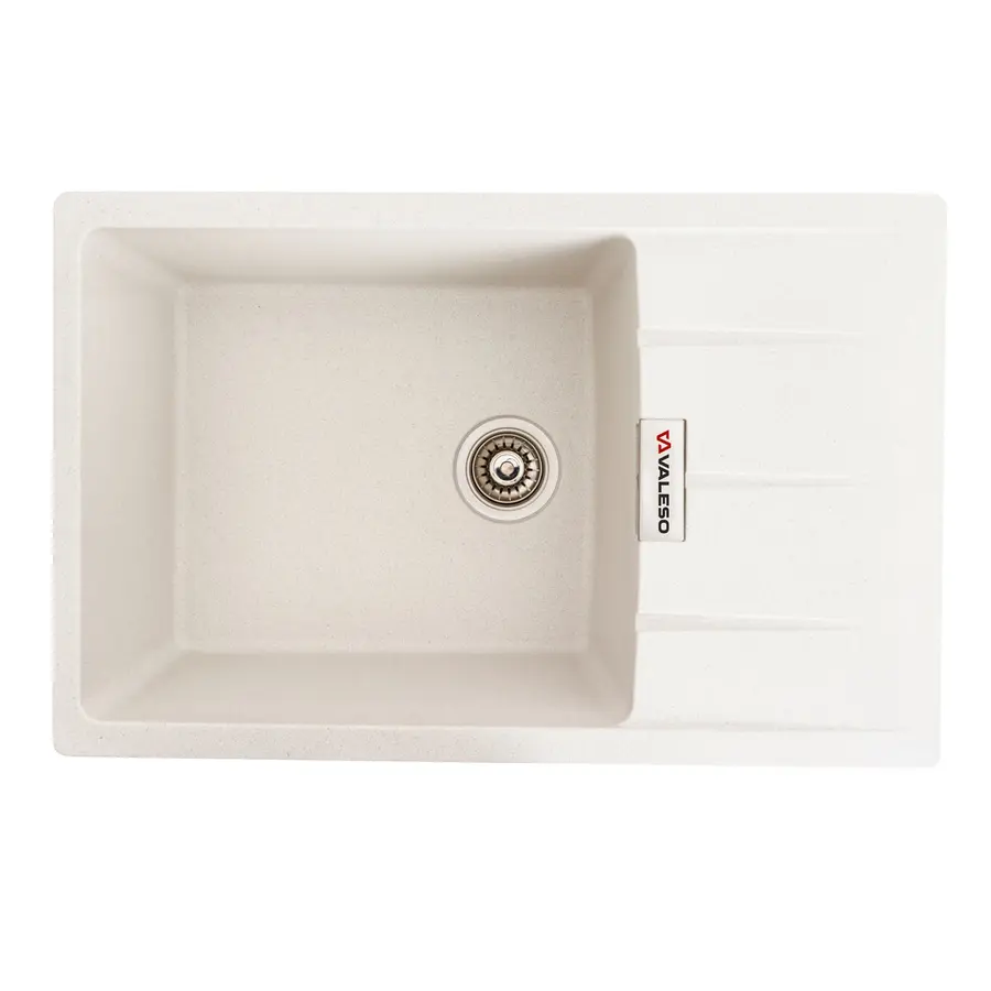 Гранітна мийка для кухні VALESO 7850 ROMA матова (білий в крапку)