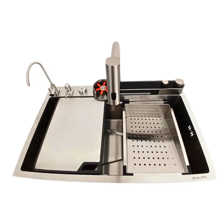 Мойка кухонная сатин Valeso Handmade "Водопад" (ДЕКОР) 75х45DF