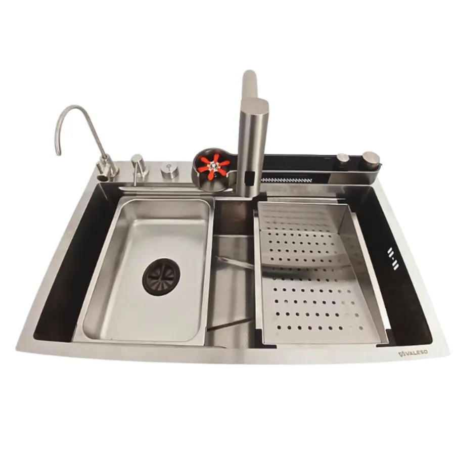 Мойка кухонная сатин Valeso Handmade "Водопад" (ДЕКОР) 75х45DF