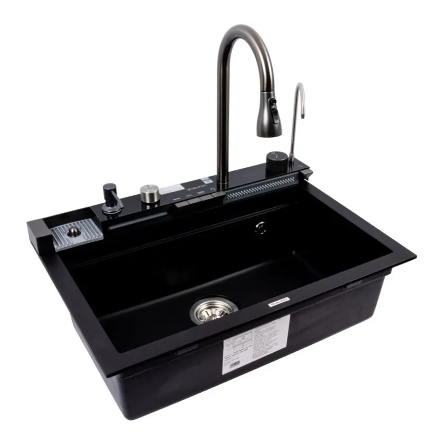 Гранитная мойка для кухни VALESO IRENA 6846 матовая Черная