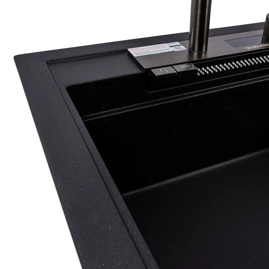 Гранитная мойка для кухни VALESO ATRUM 7950 матовая Черный металлик