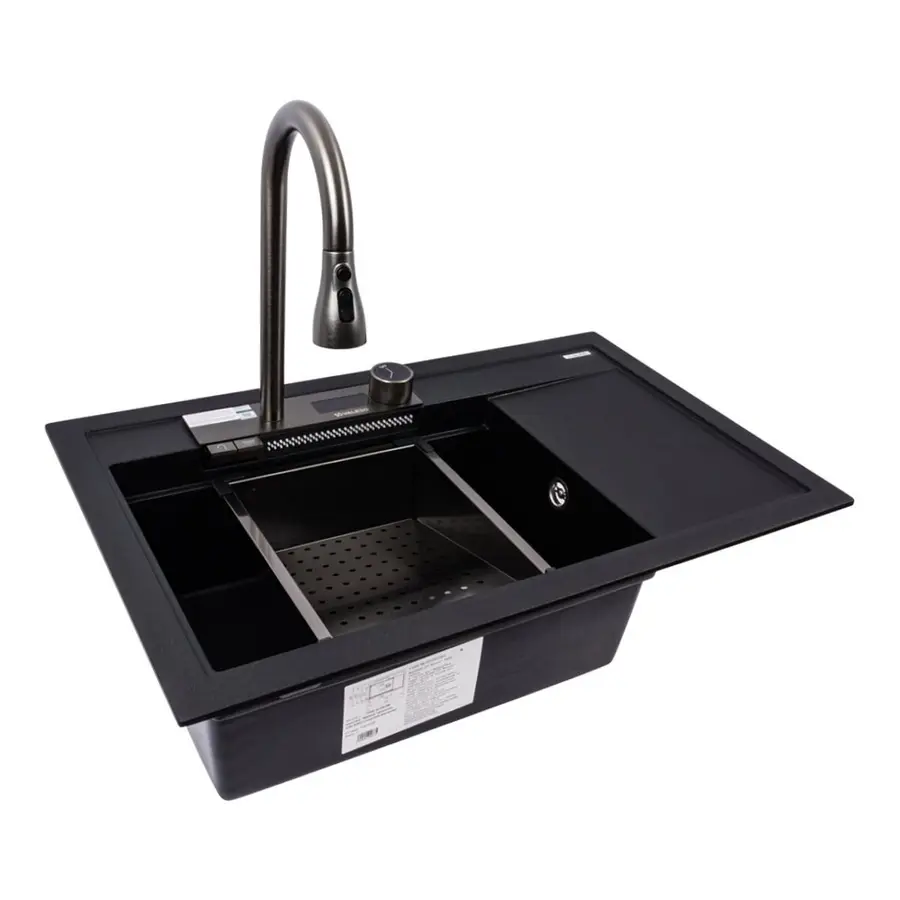 Гранитная мойка для кухни VALESO ATRUM 7950 матовая Черный металлик