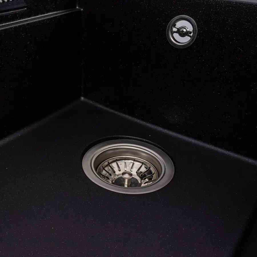 Гранитная мойка для кухни VALESO ATRUM 7950 матовая Черный металлик