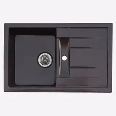 Гранітна мийка для кухні Platinum 7850 PRETSO глянець Чорна GOLD
