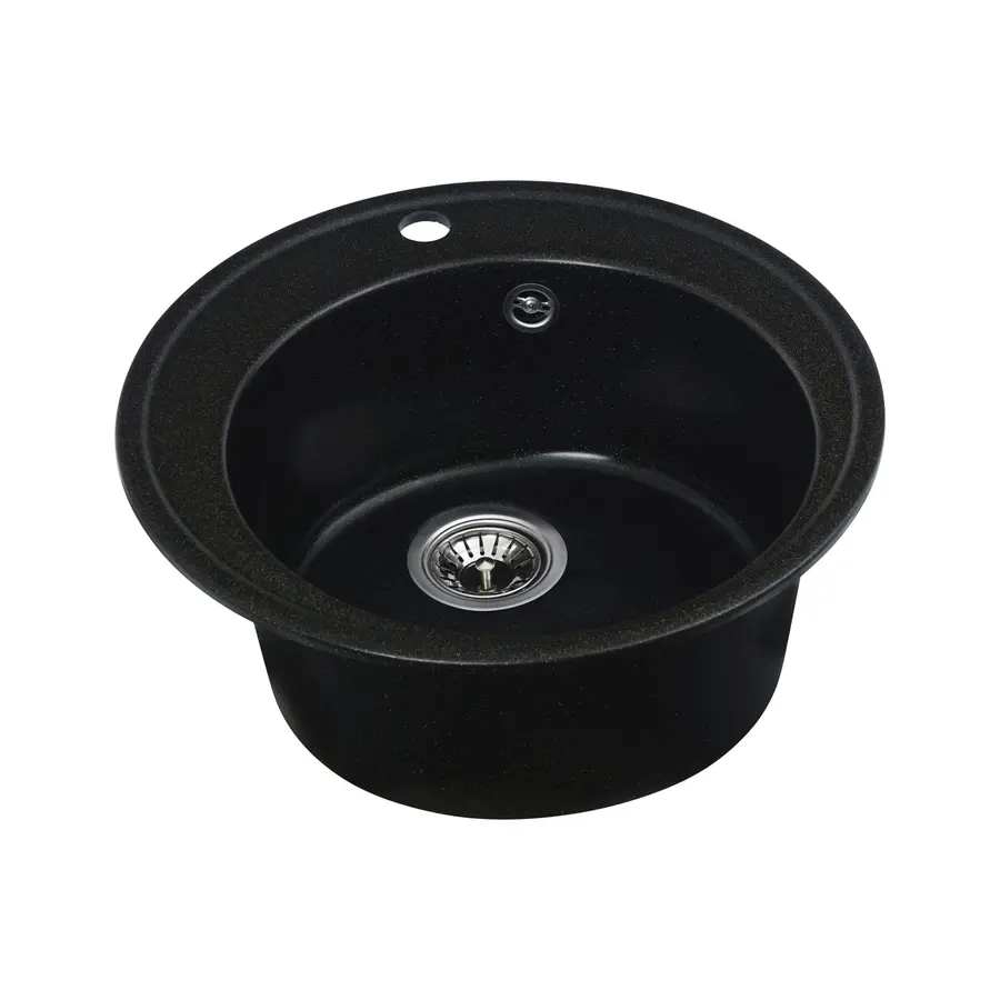 Гранітна мийка для кухні Platinum 510 YARA глянець Чорна GOLD