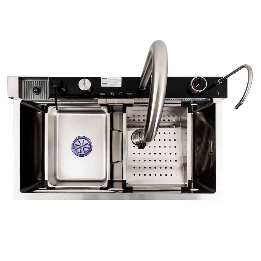 Кухонная мойка 75*45М сатин Platinum Handmade "Водопад"