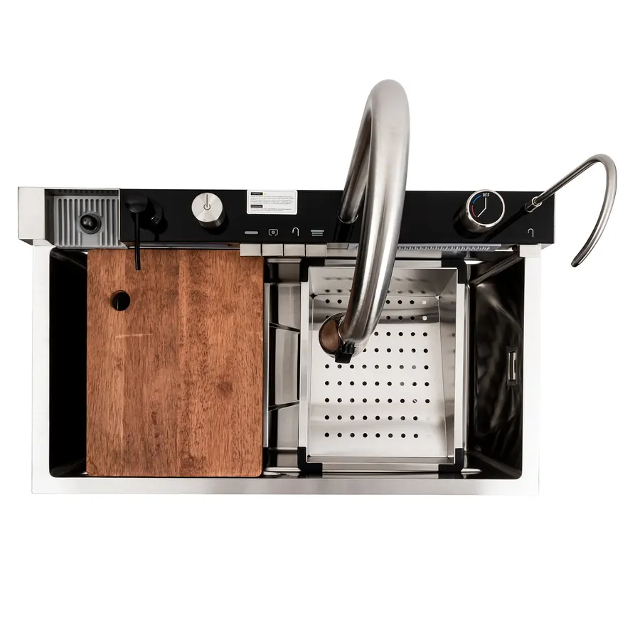 Кухонная мойка 75*45М сатин Platinum Handmade "Водопад"