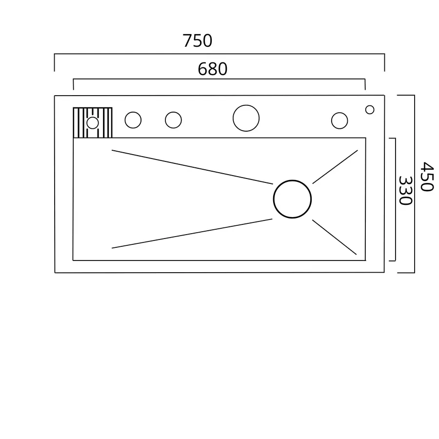 Кухонная мойка 75*45М сатин Platinum Handmade "Водопад"
