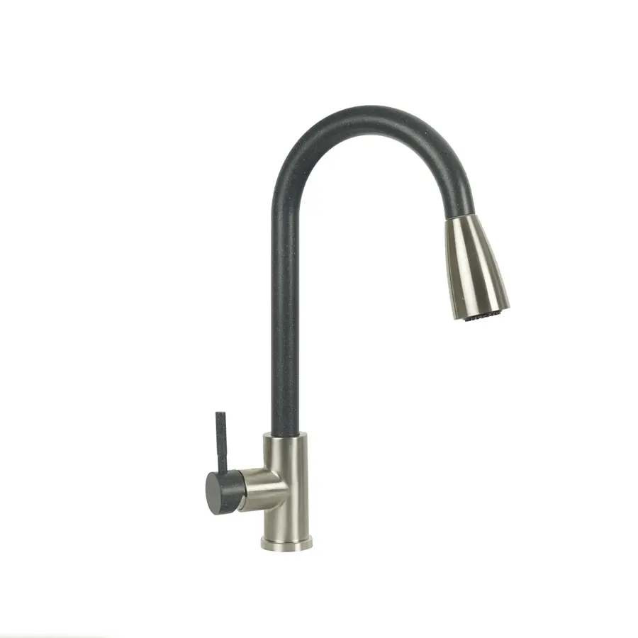 Змішувач з висувним виливом Platinum KT 8203 (8614) Антрацит комбі