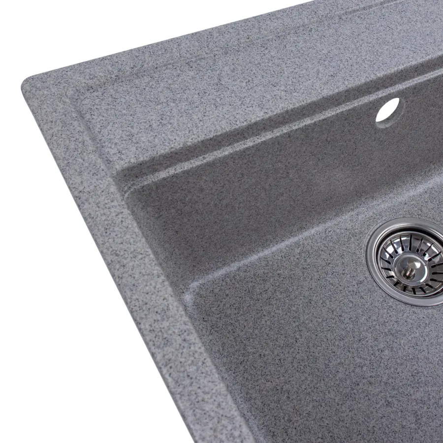 Гранітна мийка для кухні Platinum 5751 NIKA глянець Сіра