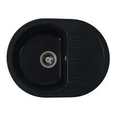 Гранітна мийка для кухні Platinum 6247 BORA глянець Чорний металік