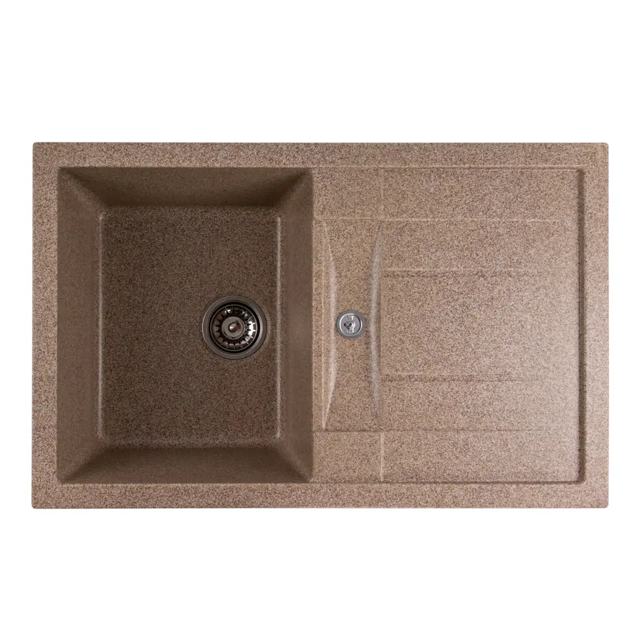 Гранітна мийка для кухні Platinum 7850 TROYA матова Карамель