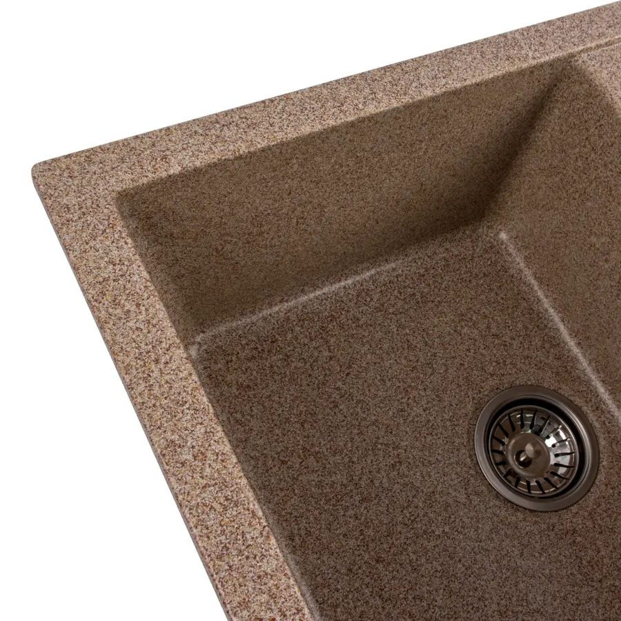 Гранітна мийка для кухні Platinum 7850 TROYA матова Карамель