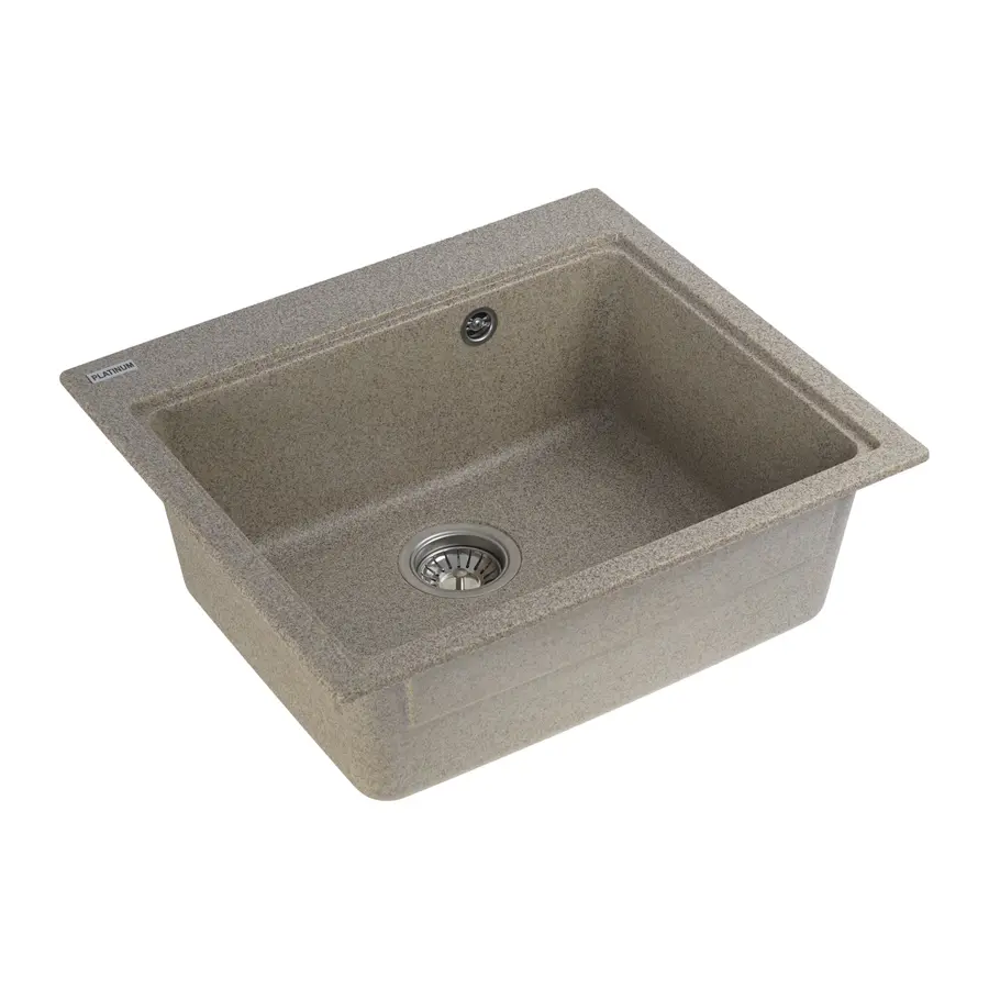 Гранітна мийка для кухні Platinum 5852 VESTA матова Карамель