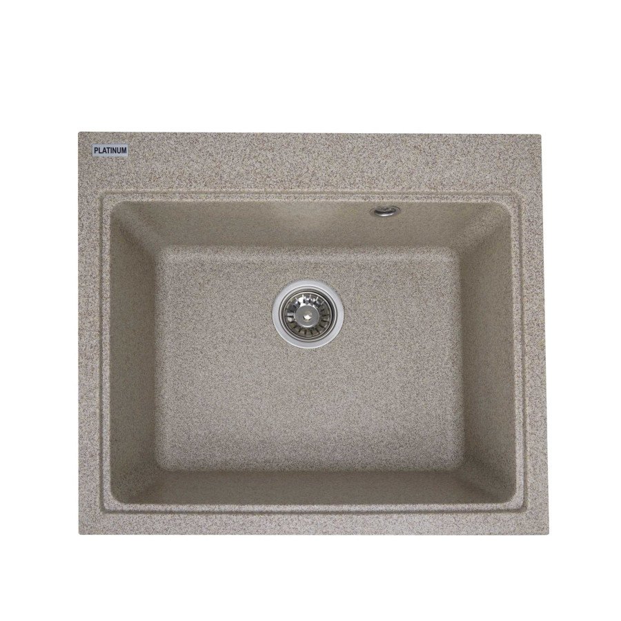 Гранітна мийка для кухні Platinum 5852 VESTA матова Карамель