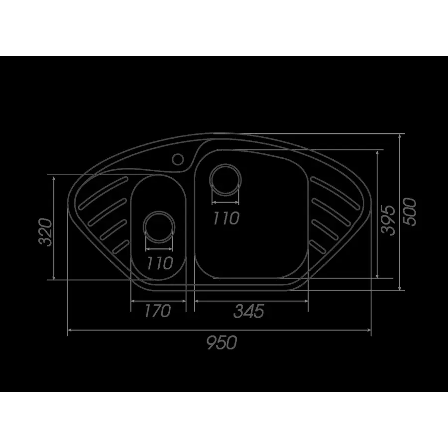 Гранітна мийка для кухні Platinum 9250UW LARGO глянець Мікс