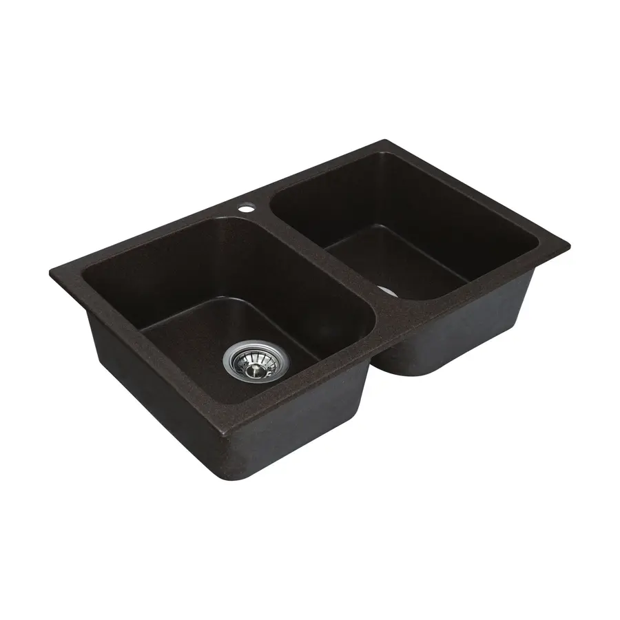 Гранітна мийка для кухні Platinum 7648W TWIN глянець Шоколад