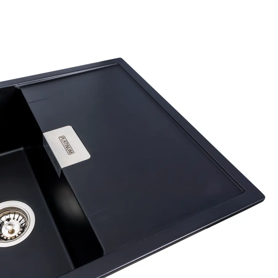 Гранітна мийка для кухні Platinum 8650 DIAMOND матова (чорна)
