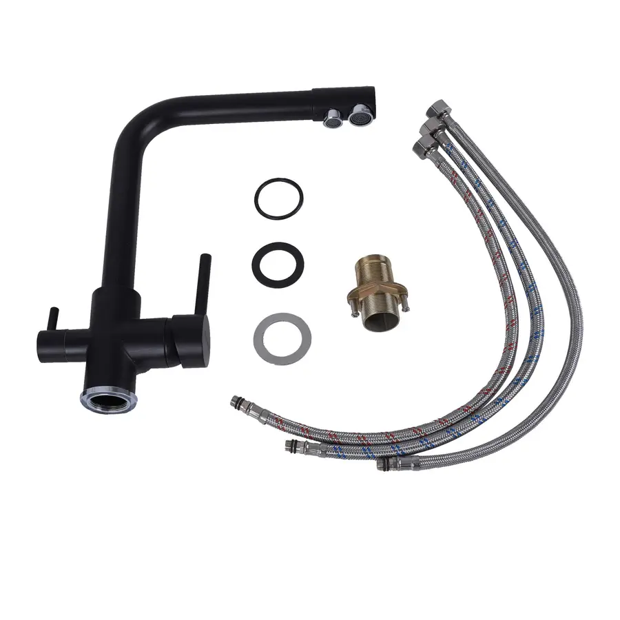 Змішувач кухонний під фільтр Platinum чорний KT 14