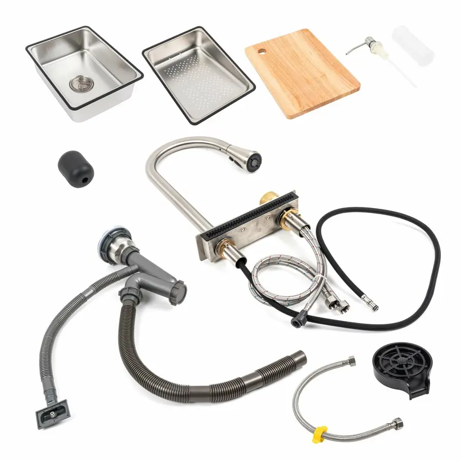 Кухонная мойка 75*45B PVD сатин Platinum Handmade "ВОДОСПАД"