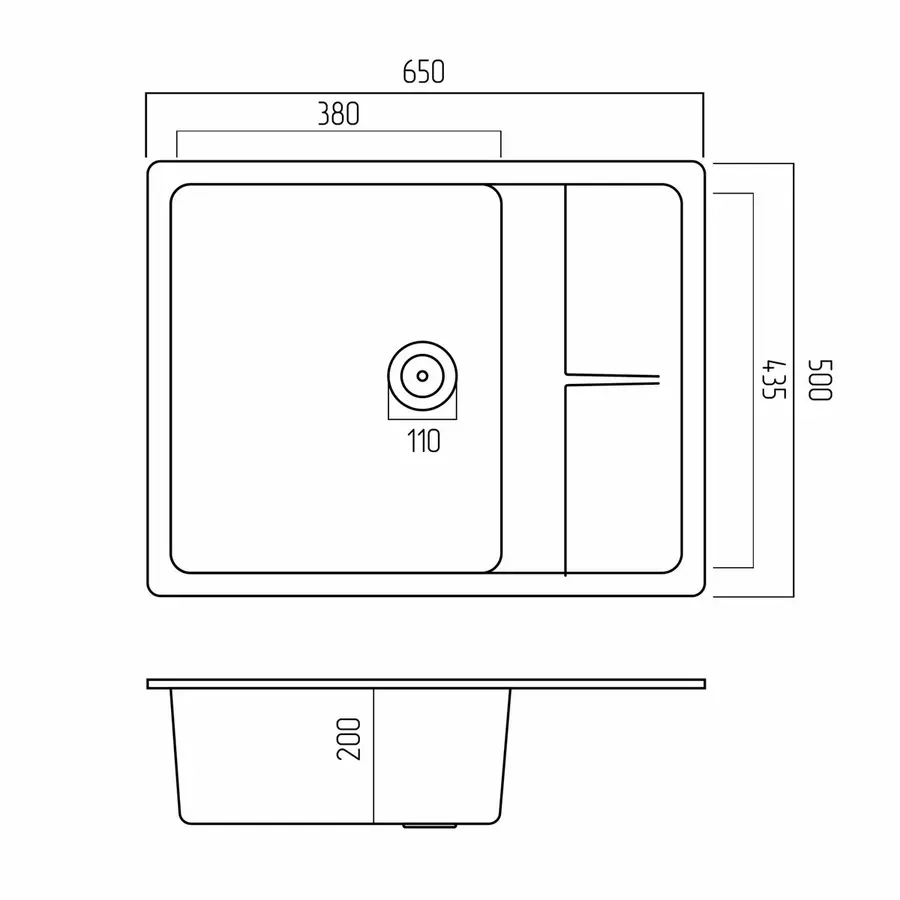 Гранитная мойка для кухни Platinum 6550 LOTOS матовая Темная скала